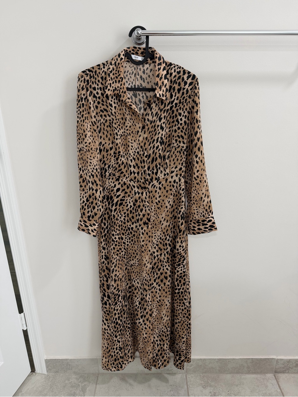 Mango Leopard Print Midi Dress - Tan & Black